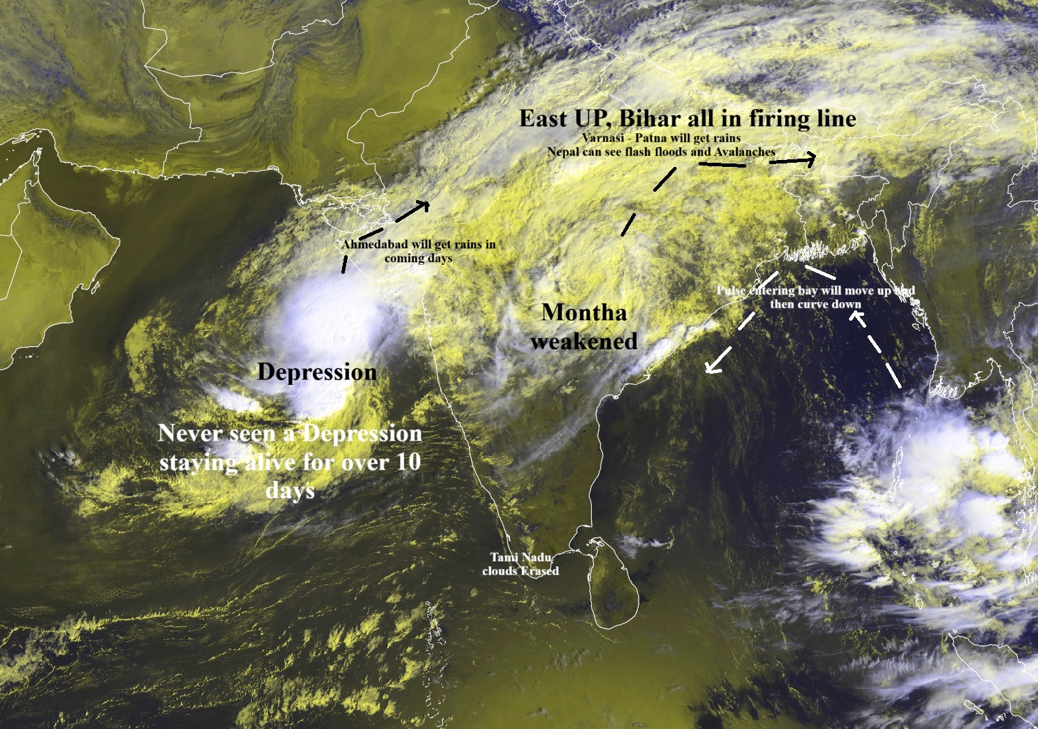 चक्रवात मोनथाको दोहोरो मार: भारतमा क्षति, नेपालमा भारी वर्षा र हवाई उडानमा अवरोध